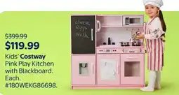 Walmart Kids' Costway Pink Play Kitchen with Blackboard offer
