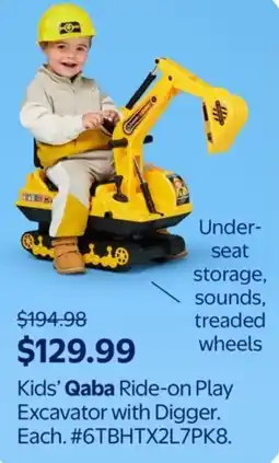 Walmart Kids' Qaba Ride-on Play Excavator with Digger offer
