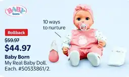 Walmart Baby Born my real baby doll offer