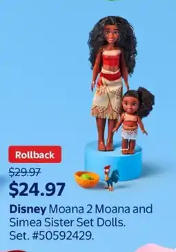 Walmart Disney Moana 2 Moana and Simea Sister Set Dolls offer