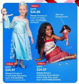 Walmart Disney princess or frozen role-play dress each offer
