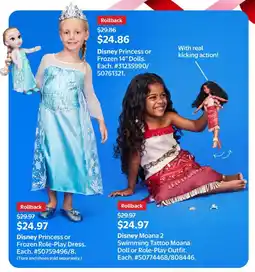 Walmart Disney moana 2 swimming tattoo moana doll or role-play outfit each offer