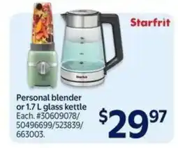 Walmart Starfrit Personal Blender or 1.7 L Glass Kettle offer