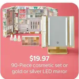 Walmart 90-Piece cosmetic set or gold or silver LED mirror offer
