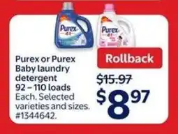 Walmart Purex or Purex Baby laundry detergent offer