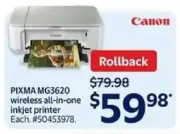 Walmart Canon PIXMA MG3620 offer