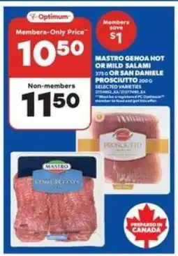 Real Canadian Superstore Mastro Genoa Hot or Mild Salami or San Daniele Prosciutto offer