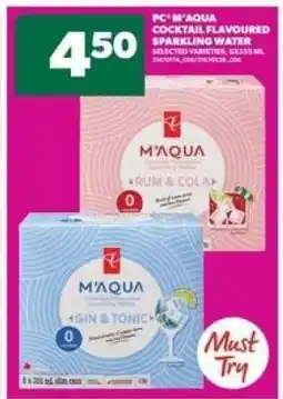 Real Canadian Superstore PC M'AQUA COCKTAIL FLAVOURED SPARKLING WATER offer
