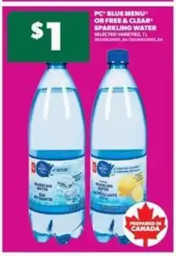Real Canadian Superstore PC Blue Menu or Free & Clear Sparkling Water offer