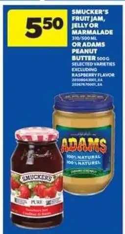 Real Canadian Superstore Smucker's Fruit Jam, Jelly or Marmalade or Adams Peanut Butter offer