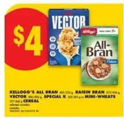 No Frills Kellogg's All Bran, Raisin Bran, Vector, Special K, Mini-Wheats offer