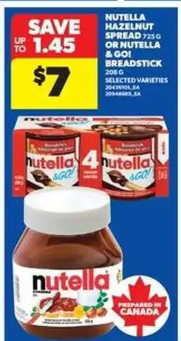 Real Canadian Superstore Nutella Hazelnut Spread or Nutella & Go! Breadstick offer