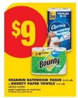 No Frills CHARMIN BATHROOM TISSUE or BOUNTY PAPER TOWELS offer