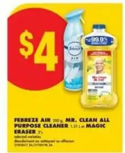 No Frills FEBREZE AIR, MR. CLEAN ALL PURPOSE CLEANER, MAGIC ERASER offer