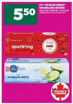 Real Canadian Superstore PC or Blue Menu Sparkling Water offer