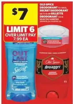 Real Canadian Superstore Old Spice, Secret, or Gillette Deodorant offer
