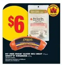 No Frills PC Free From Sliced Deli Meat or Ziggy's Kolbassa offer