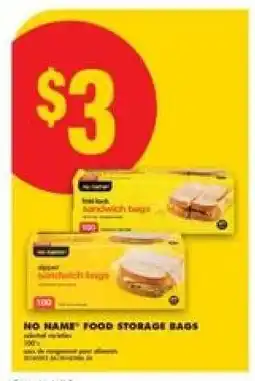No Frills NO NAME FOOD STORAGE BAGS offer