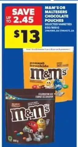 Real Canadian Superstore M&M's or Maltesers Chocolate Pouches offer