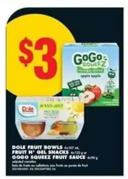 No Frills Dole Fruit Bowls, Fruit N' Gel Snacks, GoGo Squeez Fruit Sauce offer