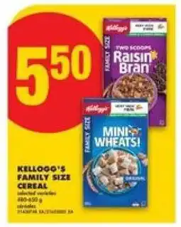 No Frills KELLOGG’S FAMILY SIZE CEREAL offer