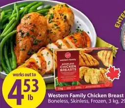 Save on Foods Western Family Chicken Breast Boneless offer