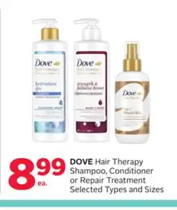Rexall DOVE Hair Therapy Shampoo, Conditioner or Repair Treatment offer