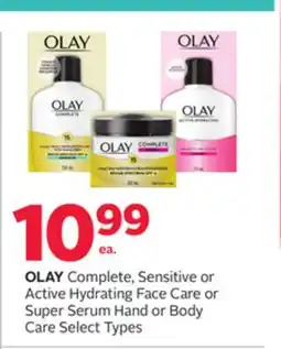 Rexall OLAY Complete, Sensitive or Active Hydrating Face Care or Super Serum Hand or Body Care offer