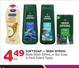 Rexall SOFTSOAP or IRISH SPRING Body Wash 591mL or Bar Soap 6-Pack offer