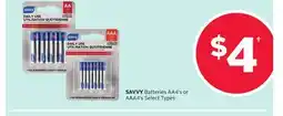 Rexall SAVVY Batteries AA4's or AAA4's offer
