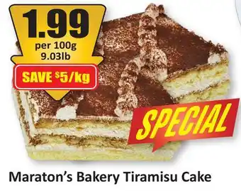 Starsky Maraton's Bakery Tiramisu Cake offer