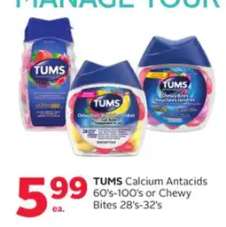 Rexall TUMS Calcium Antacids 60's-100's or Chewy Bites 28' s-32's offer