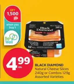 Rexall BLACK DIAMOND Natural Cheese Slices 240g or Combos 129g offer