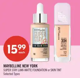 Shoppers Drug Mart MAYBELLINE NEW YORK SUPER STAY LUMI-MATTE FOUNDATION or SKIN TINT offer