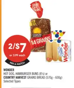 Shoppers Drug Mart WONDER HOT DOG, HAMBURGER BUNS (8's) or COUNTRY HARVEST GRAINS BREAD (570g-600g) offer