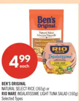 Shoppers Drug Mart BEN'S ORIGINAL NATURAL SELECT RICE (365g) or RIO MARE INSALATISSIME LIGHT TUNA SALAD (160g) offer