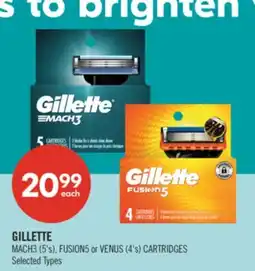 Shoppers Drug Mart GILLETTE MACH3 (5's), FUSION5 or VENUS (4's) CARTRIDGES offer