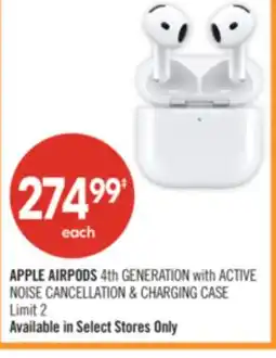 Shoppers Drug Mart APPLE AIRPODS 4th GENERATION with ACTIVE NOISE CANCELLATION & CHARGING CASE offer
