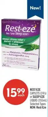 Shoppers Drug Mart REST·EZE CAPLETS (24's) or SLEEP·EZE LIQUID (355mL) offer