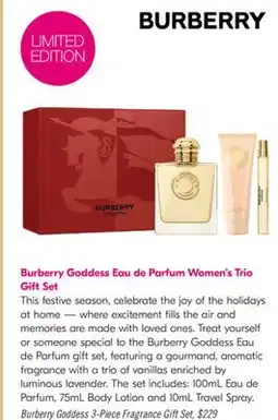 Shoppers Drug Mart Burberry Goddess 3-Piece Fragrance Gift Set offer
