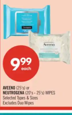 Shoppers Drug Mart AVEENO (25's) or NEUTROGENA (20's - 25's) WIPES offer