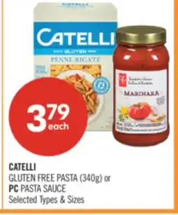 Shoppers Drug Mart CATELLI GLUTEN FREE PASTA (340g) or PC PASTA SAUCE offer