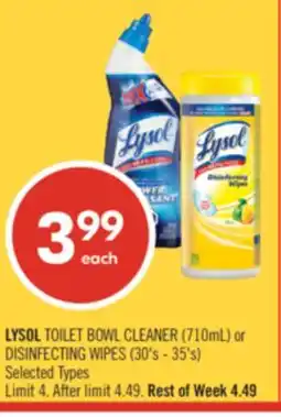 Shoppers Drug Mart LYSOL TOILET BOWL CLEANER (710mL) or DISINFECTING WIPES (30's - 35's) offer