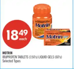 Shoppers Drug Mart MOTRIN IBUPROFEN TABLETS (150'S) LIQUID GELS (60'S) offer