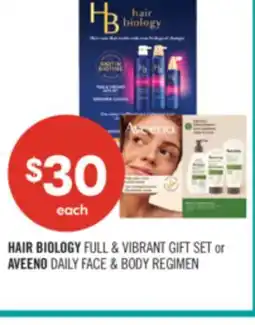 Shoppers Drug Mart HAIR BIOLOGY FULL & VIBRANT GIFT SET OR AVEENO DAILY FACE & BODY REGIMEN offer