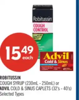 Shoppers Drug Mart ROBITUSSIN COUGH SYRUP (230mL-250mL) or ADVIL COLD & SINUS CAPLETS (32's-40's) offer