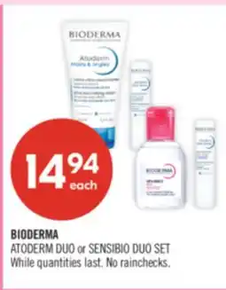 Shoppers Drug Mart BIODERMA ATODERM DUO or SENSIBIO DUO SET offer