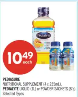 Shoppers Drug Mart PEDIASURE NUTRITIONAL SUPPLEMENT (4 x 235mL), PEDIALYTE LIQUID (1L) or POWDER SACHETS (8's) offer