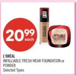 Shoppers Drug Mart L'ORÉAL INFALLIABLE FRESH WEAR FOUNDATION or POWDER offer