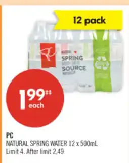 Shoppers Drug Mart PC NATURAL SPRING WATER offer